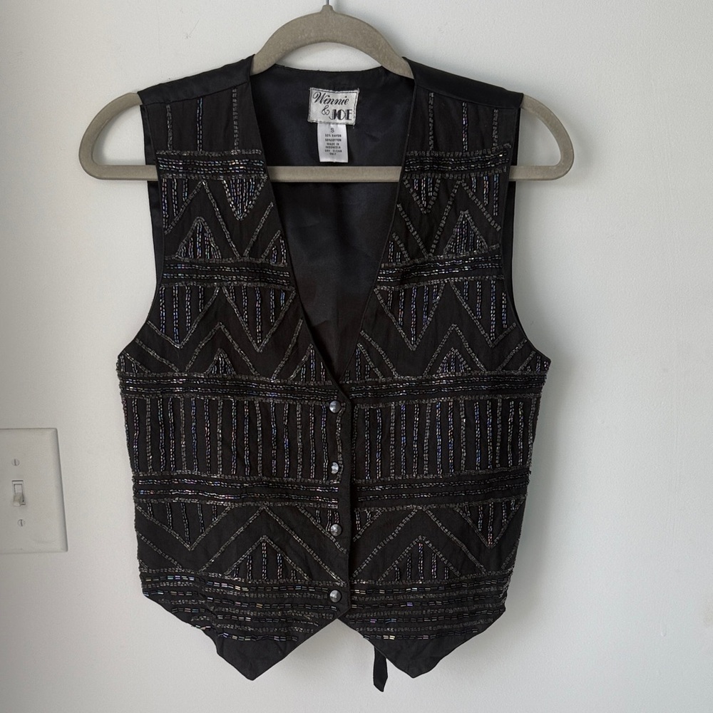 Women's Black Beaded Vest
